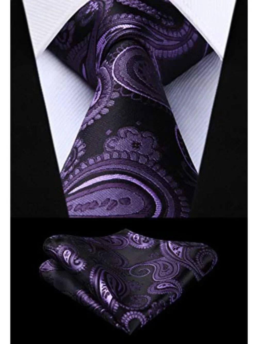 Men's 3-Piece Formal Vest Set with Paisley Jacquard Necktie and Pocket Square